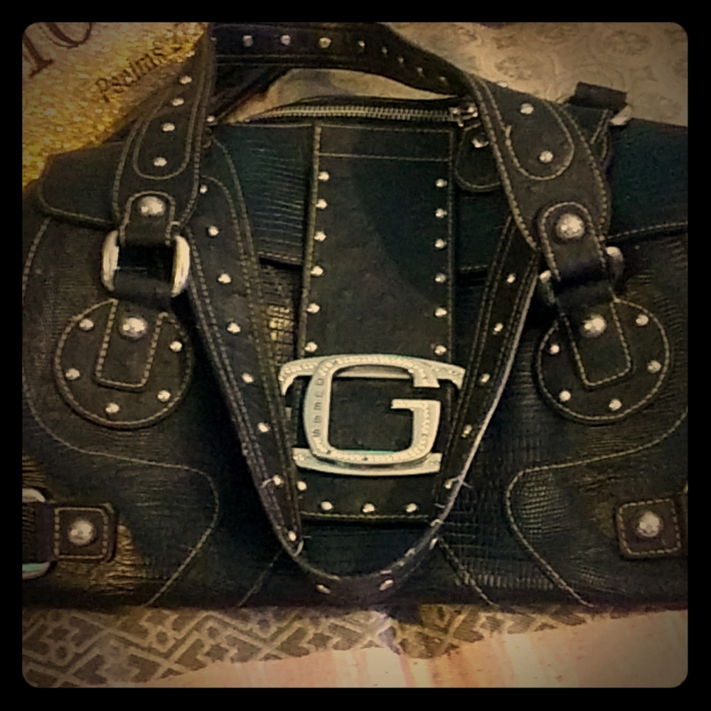 Guess black leather purse.